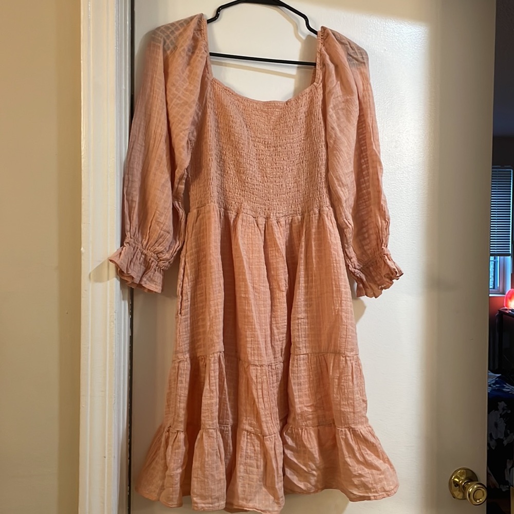 Bella Ella Boutique Peachy Pink Smocked Mini Dress - Picture 4 of 5
